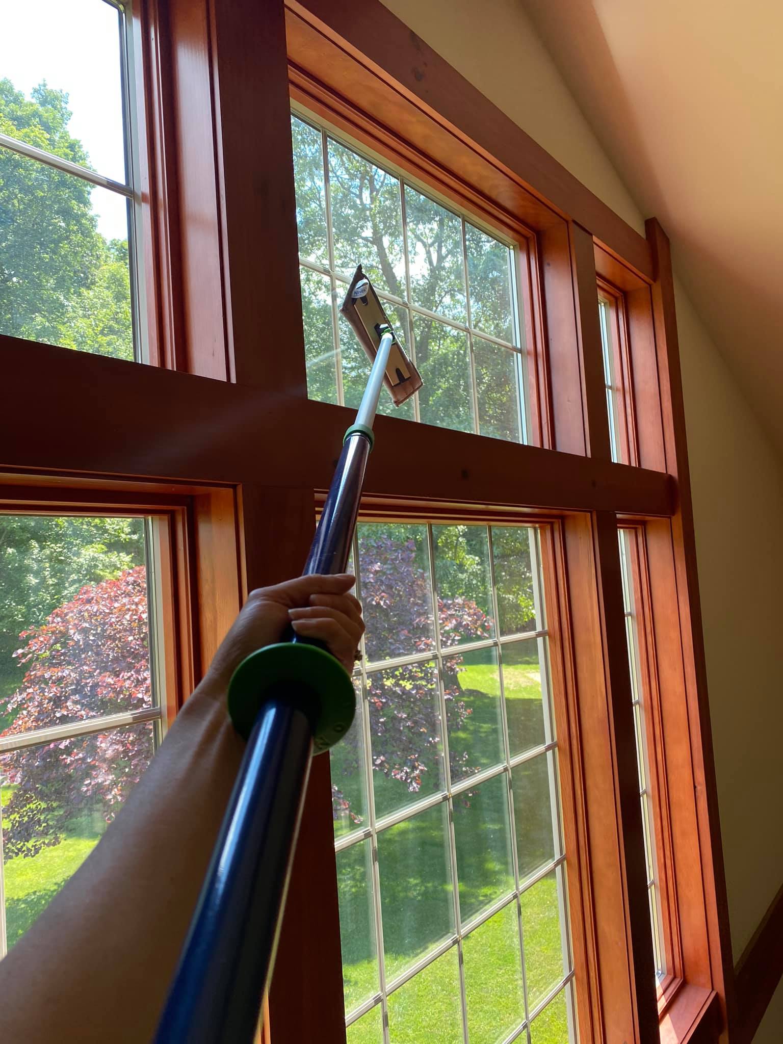 Window cleaning in progress
